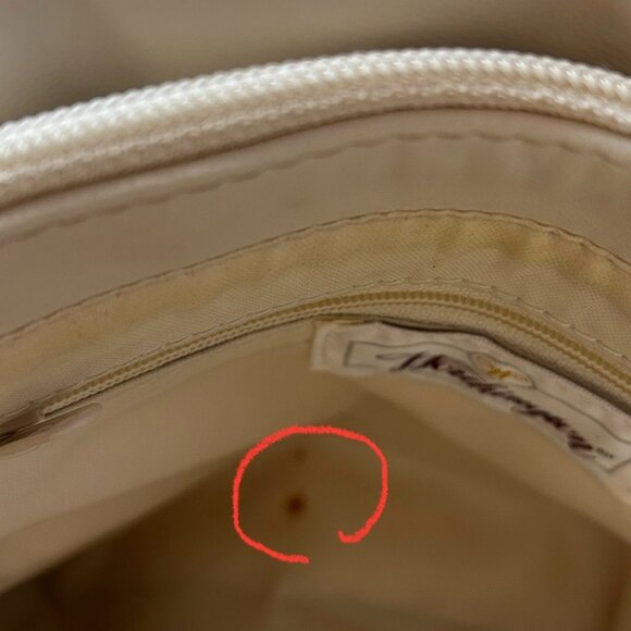 Worthington Crossbody Shoulder Bag Ivory Leather Trim Dual Zip Compartments - Picture 16 of 16